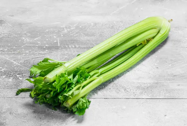 Fresh Healthy Celery White Rustic Background — Stock Photo, Image