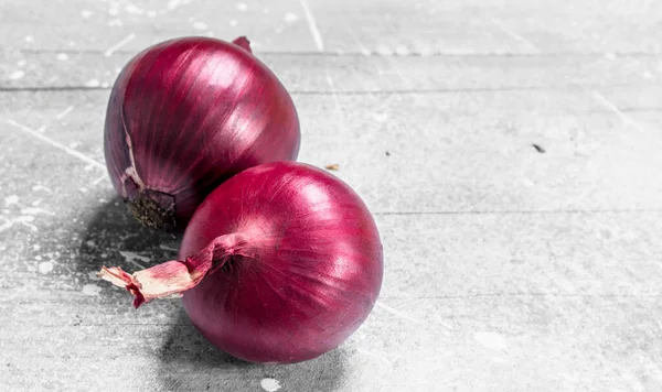 Red Ripe Onions Rustic Background — Stock Photo, Image