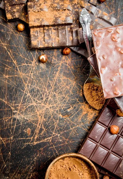 Cocoa Powder Chocolate Wooden Background — Stock Photo, Image