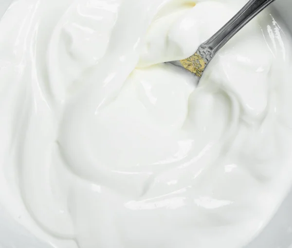 新鲜的酸奶油质地 顶视图 — 图库照片