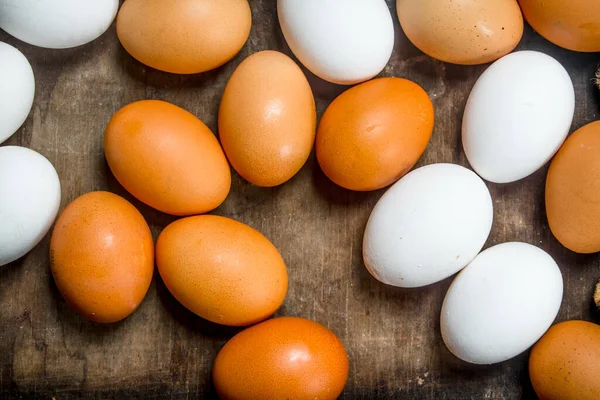 Huevos Sobre Fondo Madera Vista Superior —  Fotos de Stock