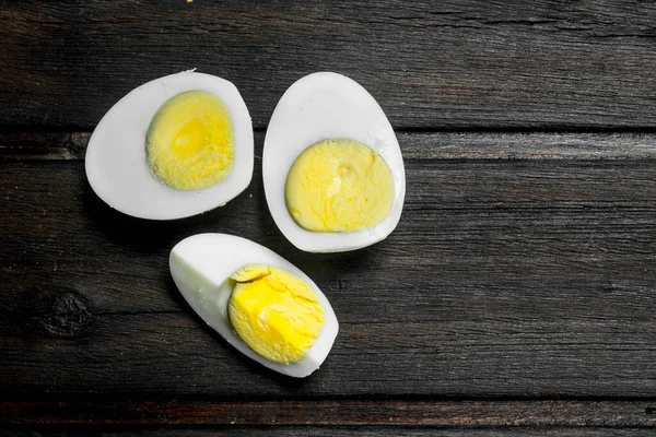 Huevos Pollo Cocidos Sobre Fondo Madera —  Fotos de Stock