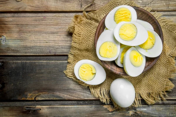 Boiled Eggs Bowl Wooden Background — Stock Photo, Image