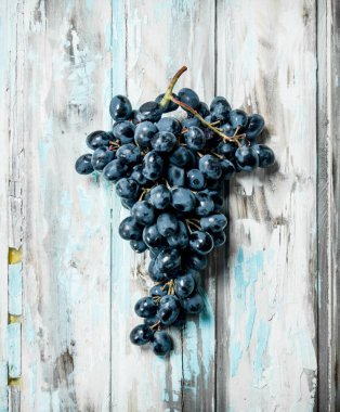 siyah üzüm dalı. Rustik bir arka plan üzerinde.
