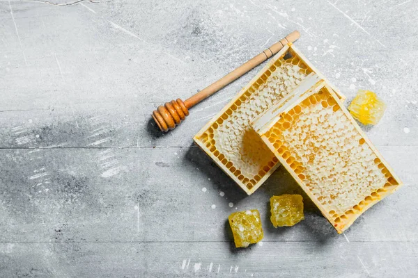 Μέλι Ξύλινες Κυψέλες Φόντο Για Ρουστίκ — Φωτογραφία Αρχείου