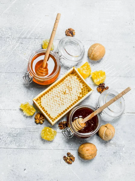 Spänna Typer Naturlig Honung Rustik Bakgrund — Stockfoto