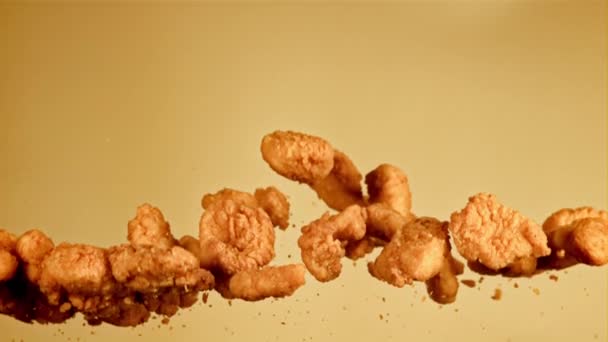 Nuggets Fly Fall Filmed Slow Motion 1000 Fps High Quality — Stock Video