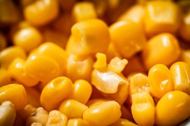 Konserve mısır taneleri. Makro arka plan. Yüksek kalite fotoğraf