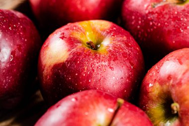 Fragrant red apples. Macro background. High quality photo