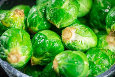 Fresh Brussels cabbage. Macro background. High quality photo