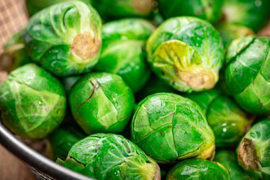 Fresh Brussels cabbage. Macro background. High quality photo
