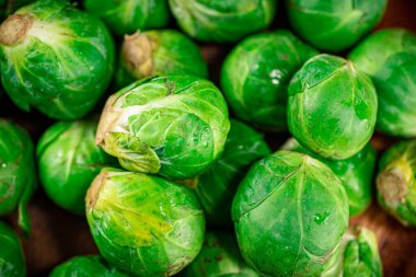 Fresh Brussels cabbage. Macro background. High quality photo