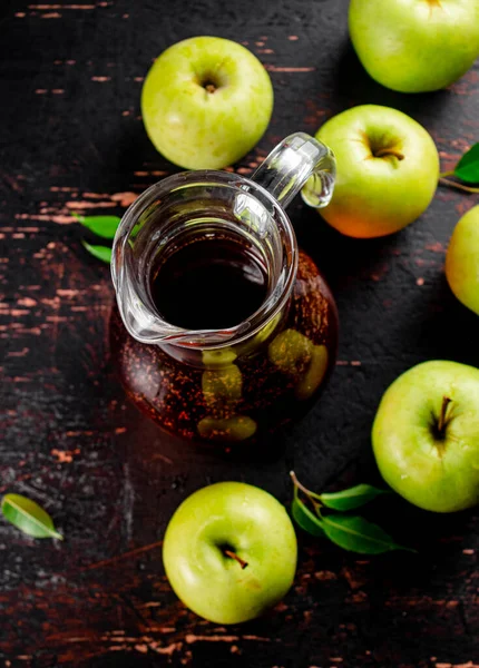 Fresh Apple Juice Dark Background High Quality Photo — Stockfoto