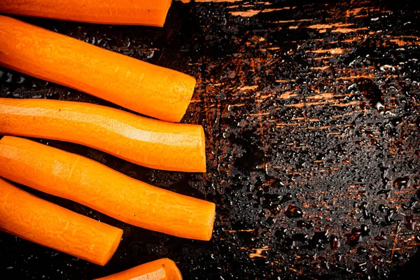 Whole Fresh Carrots Table Rustic Dark Background High Quality Photo — Φωτογραφία Αρχείου