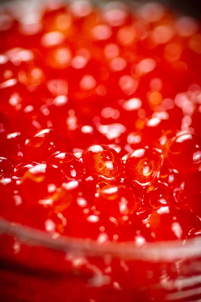 Grains Red Caviar Macro Background High Quality Photo — Stockfoto