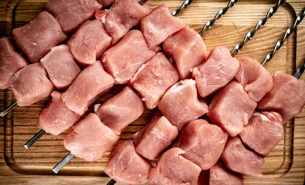 Pork Raw Kebab Cutting Board High Quality Photo — Stock fotografie