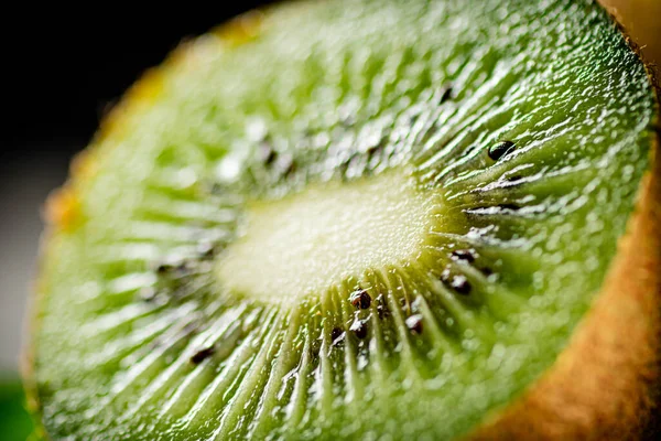 Slice Ripe Kiwi Macro Background Kiwi Texture High Quality Photo — Stockfoto
