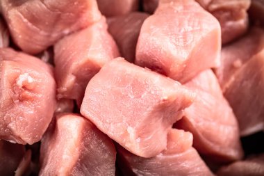 Fresh chopped raw pork. Macro background. High quality photo