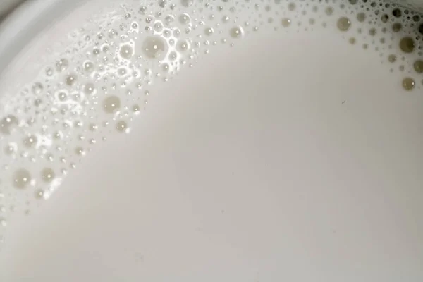 Fresh Milk Air Bubbles Macro Background High Quality Photo — Stock fotografie