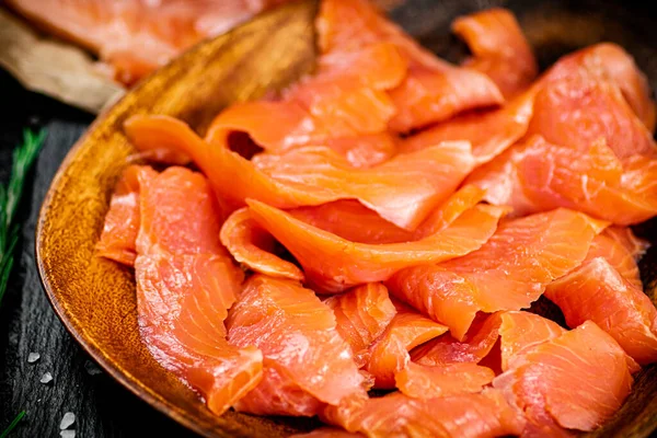 Delicious Salted Salmon Plate Macro Background High Quality Photo — 스톡 사진