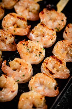 Delicious grilled shrimp. Macro background. High quality photo