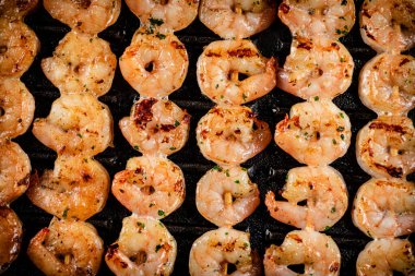 Delicious grilled shrimp. Macro background. High quality photo