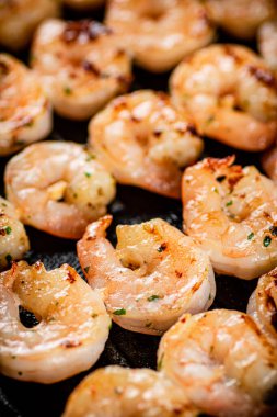 Delicious grilled shrimp. Macro background. High quality photo