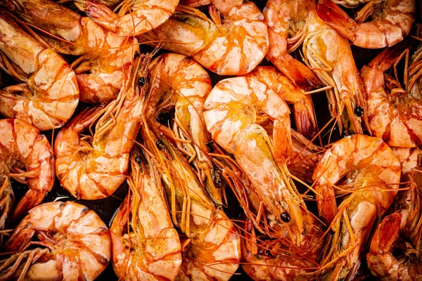 Red Shrimp Boiled Water Macro Background Shrimp Texture High Quality — Stockfoto