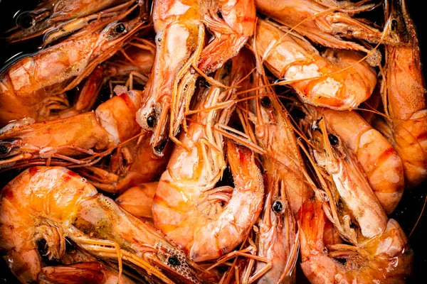 Red Shrimp Boiled Water Macro Background Shrimp Texture High Quality — Stock Photo, Image