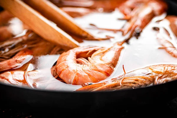 Shrimp Cooked Pot Water Macro Background High Quality Photo — Stock Photo, Image