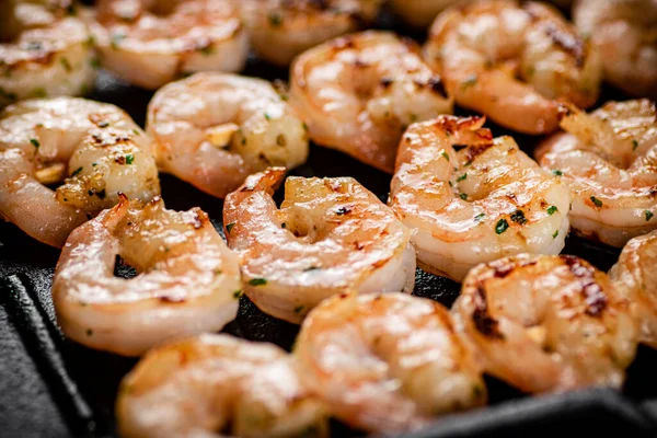 Delicious grilled shrimp. Macro background. High quality photo