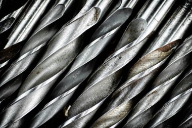 A bunch of drill bits. Macro background. High quality photo