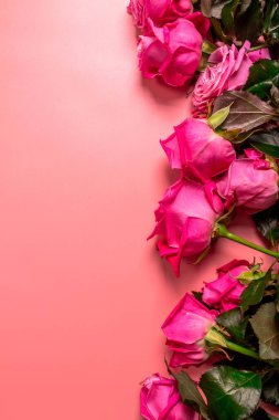 Güzel güller. Pembe masanın üzerinde.