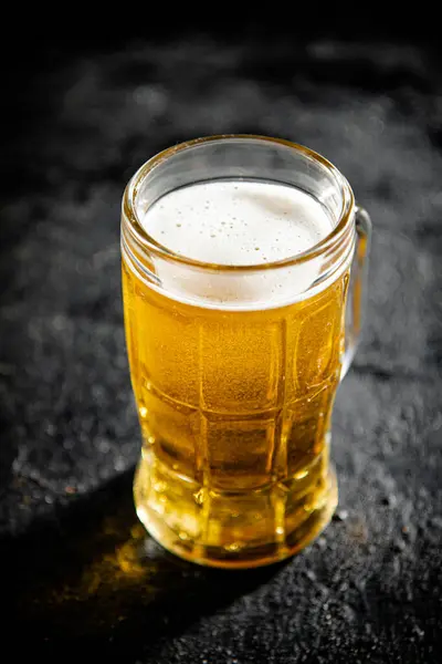 Glass Beer Rustic Background — Stock Photo, Image