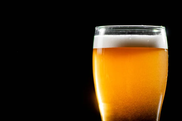 Glass Beer Black Background — Stock Photo, Image