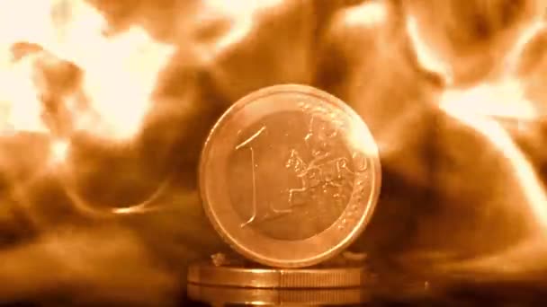 Euromince Plamenech Natáčení Zpomalené 1000 Fps Vysoce Kvalitní Fullhd Záběry — Stock video
