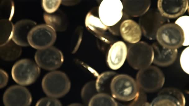 Las Monedas Vuelan Caen Filmado Cámara Lenta 1000 Fps Imágenes — Vídeos de Stock