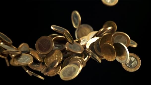 Монети Літають Вгору Вниз Знімається Повільний Рух 1000 Високоякісні Fullhd — стокове відео