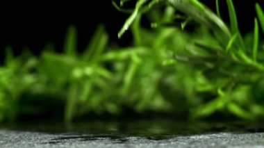 Branch masanın üstüne düştü. Film, yavaş çekim 1000 fp. Yüksek kaliteli FullHD görüntüler