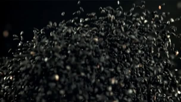 Sezamová Semínka Létají Nahoru Dolů Natáčení Zpomalené 1000 Fps Vysoce — Stock video