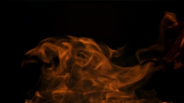 Φλόγες Μαύρο Φόντο Φιλμ Είναι Αργή Κίνηση 1000 Fps Υψηλής — Αρχείο Βίντεο