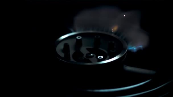 Uma Engenhoca Queimador Gás Filmado Câmera Lenta 1000 Fps Imagens — Vídeo de Stock