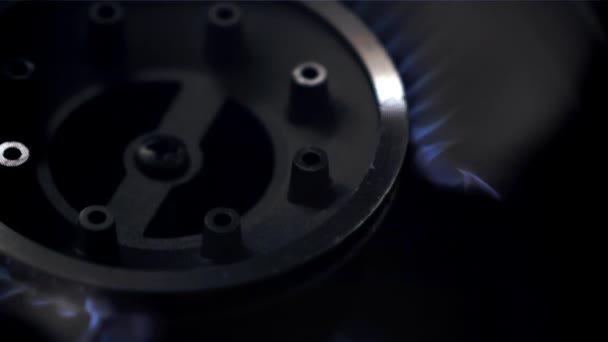 Ring Gas Burner Ingnition Filmed Slow Motion 1000 Fps High — Stock Video