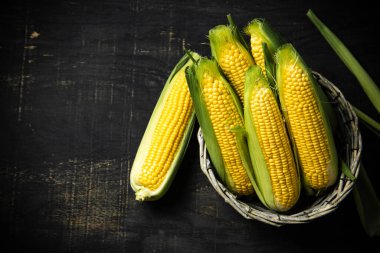 sepet içinde taze Mısır.