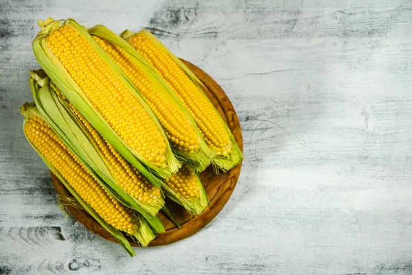 Fresh corn on a light table.
