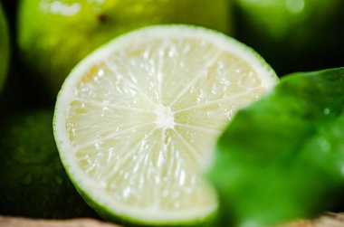 Taze limon. Makro atış. en üstteki görünüm