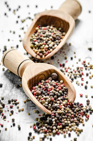 Peppercorn on a rustic background.