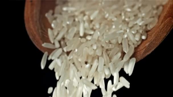 Pirinç Taneleri Kepçeden Dökülüyor 1000 Fps Yüksek Hızlı Bir Kamerayla — Stok video