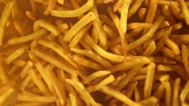 Patates Kızartması Uçar Düşer 1000 Fps Yüksek Hızlı Bir Kamerayla — Stok video