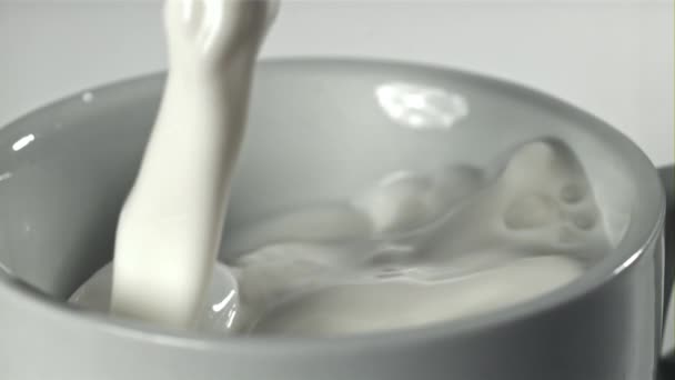 Taze Süt Bir Kaba Dökülür 1000 Fps Yüksek Hızlı Bir — Stok video